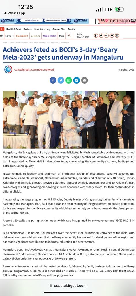Dr. Mariam Anjum — Beary Mela 2023 — Community Outreach